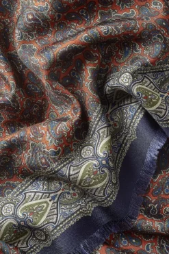 Navy Paisley Pin Fringed Silk Scarf -Fashion-New and Lingwood 3122414 paisley boardered pin fringed silk scarf navy c