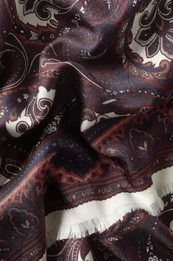 Cream Paisley Pin Fringed Silk Scarf -Fashion-New and Lingwood 3122415 paisley boardered pin fringed silk scarf cream c