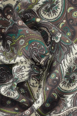 Green & Brown Paisley Pin Fringed Silk Scarf -Fashion-New and Lingwood 3122620 green and brown paisley scarf green 3