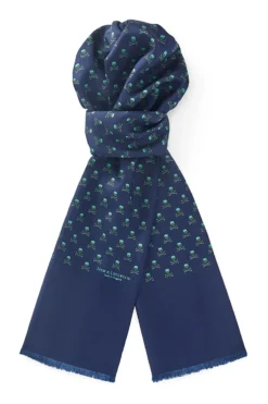 Navy & Blue Skull & Crossbones Silk Scarf