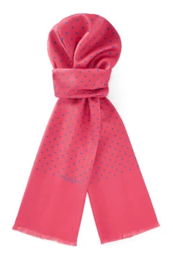 Pink Polka Dot Printed Silk Scarf