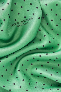 Light Green Polka Dot Printed Silk Scarf -Fashion-New and Lingwood 3122625 light green polka dot scarf green 2