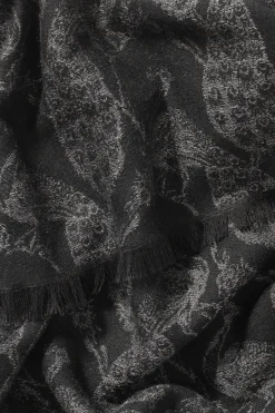 Black Peacock Wool & Silk Scarf -Fashion-New and Lingwood 3122739 peacock wool silk mix scarf black detail 1