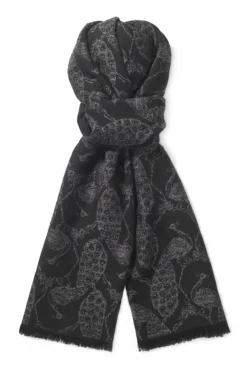 Black Peacock Wool & Silk Scarf