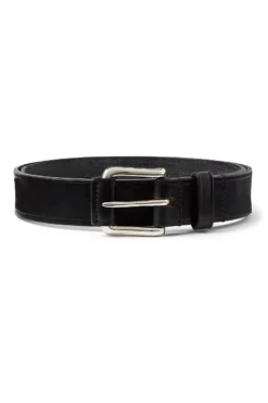 Black Square Buckle Leather Belt