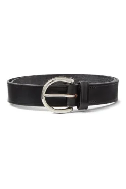 Black Oval Buckle Leather Belt