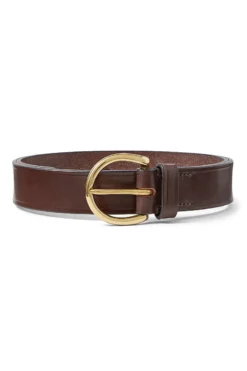 Brown Oval Buckle Leather Belt