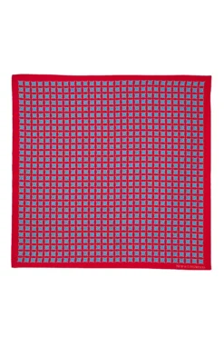 Red Geometric Silk Pocket Square