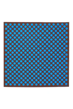 Brown & Blue Large Spot Silk Pocket Square