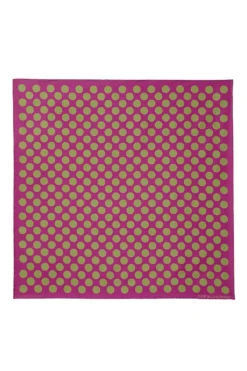 Magenta & Green Large Spot Silk Pocket Square