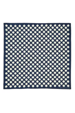 Navy & White Large Spot Silk Pocket Square