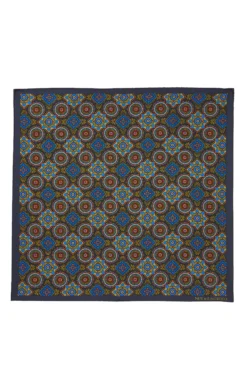 Navy Engineered Silk Pocket Square