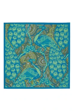 Jade Peacock Silk Pocket Square