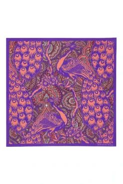 Pink & Purple Peacock Silk Pocket Square