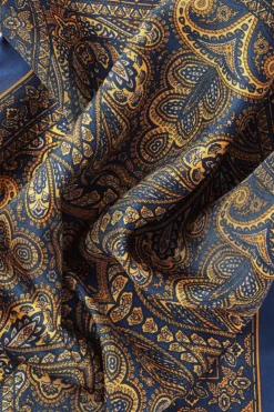 Mustard Paisley Silk Pocket Square -Fashion-New and Lingwood 3322741 paisley silk pocket square mustard yellow detail