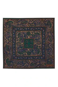 Brown Langley Paisley Silk Pocket Square