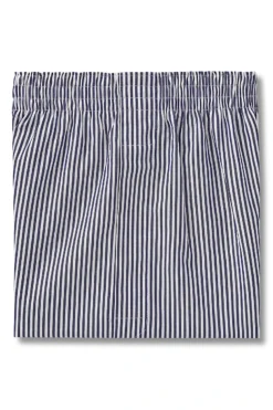Navy Stripe Cotton Boxer Shorts