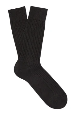 Dark Brown Mid Calf Cotton Socks