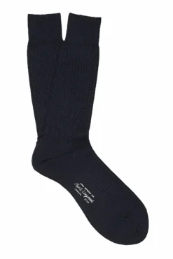 Navy Mid Calf Lightweight Wool Socks