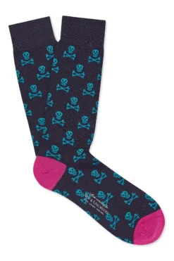 Navy Skull & Crossbones Mid Calf Cotton Socks