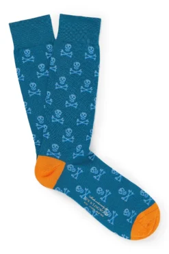 Teal Skull & Crossbones Mid Calf Cotton Socks