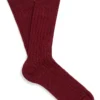 Burgundy Mid Calf Cashmere Socks