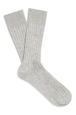 Light Grey Mid Calf Cashmere Socks