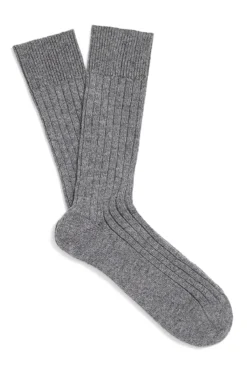 Grey Mid Calf Cashmere Socks