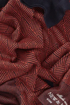 Navy Crosshatch Mid Calf Cotton Socks -Fashion-New and Lingwood 3622536 weave pattern mid calf cotton socks orange 2