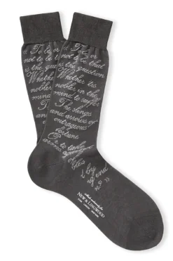 Grey Literary Mid Calf Cotton Socks