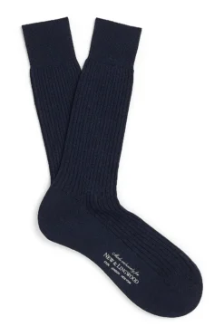 Navy Mid Calf Midweight Wool Socks