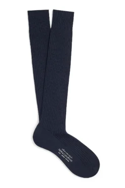 Navy Long Midweight Wool Socks