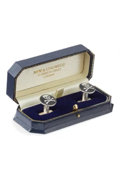 Black Skull & Crossbones Sterling Silver Cufflinks Set