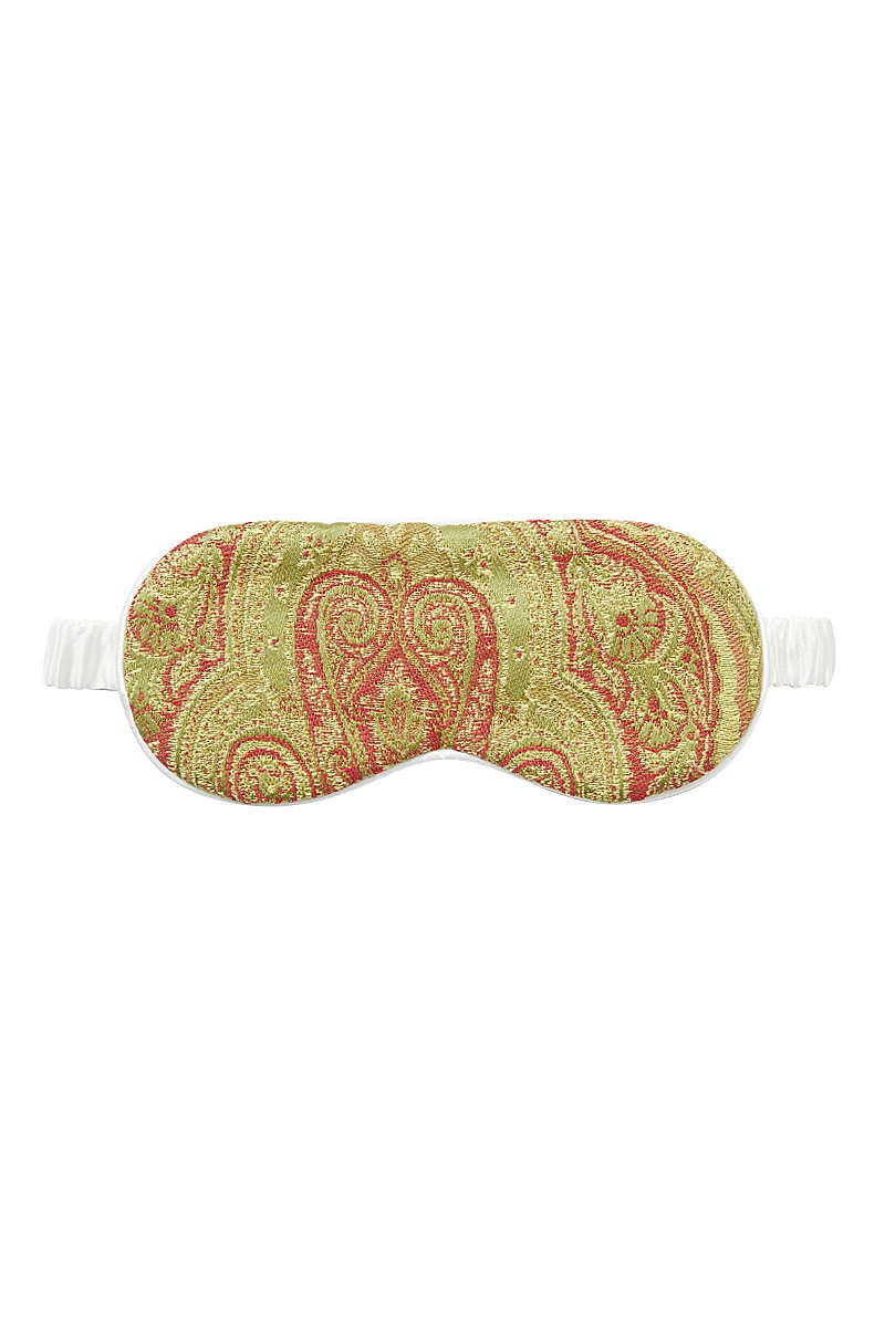 Green & Red Ottoman Paisley Cotton Eye Mask 1 Green & Red Ottoman Paisley Cotton Eye Mask