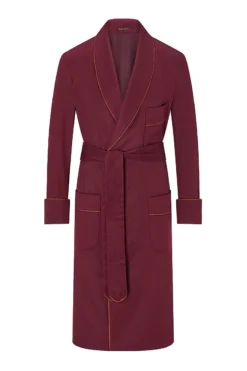 Burgundy Unlined Zibellino Cashmere Dressing Gown -Fashion-New and Lingwood 4022528 burgundy plain ripple unlined cashmere dressing gown