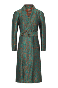 Bellagio Paisley Unlined Silk Dressing Gown -Fashion-New and Lingwood 4022540 bellagio paisley unlined silk dressing gown teal