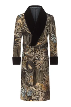 Grey Sabie Forest Lined Velvet Dressing Gown