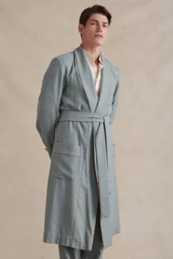 Teal Unlined Brushed Cotton Dressing Gown