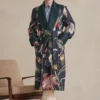 Embroidered Floral Lined Dressing Gown