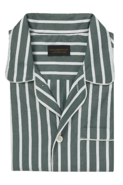 Green Wide Stripe Cotton Pyjama Set -Fashion-New and Lingwood 4522523 green wide stripe cotton pyjama set a