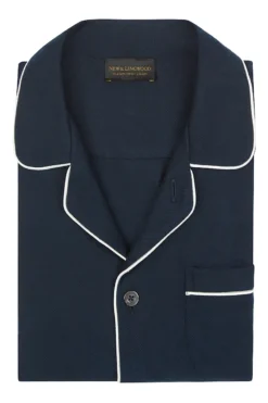 Navy Brushed Cotton Pyjama Set