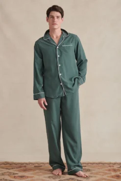 Green Sandwash Silk Pyjama Set