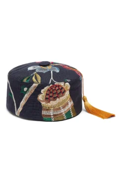 Embroidered Floral Smoking Hat