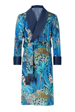Blue Sabie Forest Lined Velvet Dressing Gown