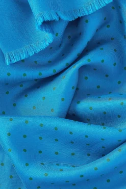 Blue Polka Dot Printed Silk Scarf -Fashion-New and Lingwood blue screen printed polka dot silk scarf 3