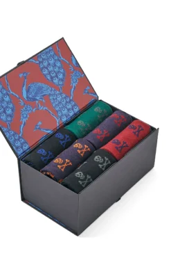 Business Skull & Crossbones Mid Calf Cotton 6 Sock Gift Box
