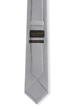Silver Classic Satin Silk Tie -Fashion-New and Lingwood classic satin tie silver classic satin tie 3