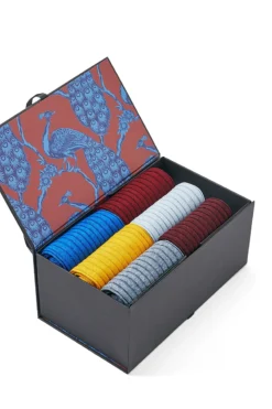 Coloured Mid Calf Cotton 6 Sock Gift Box