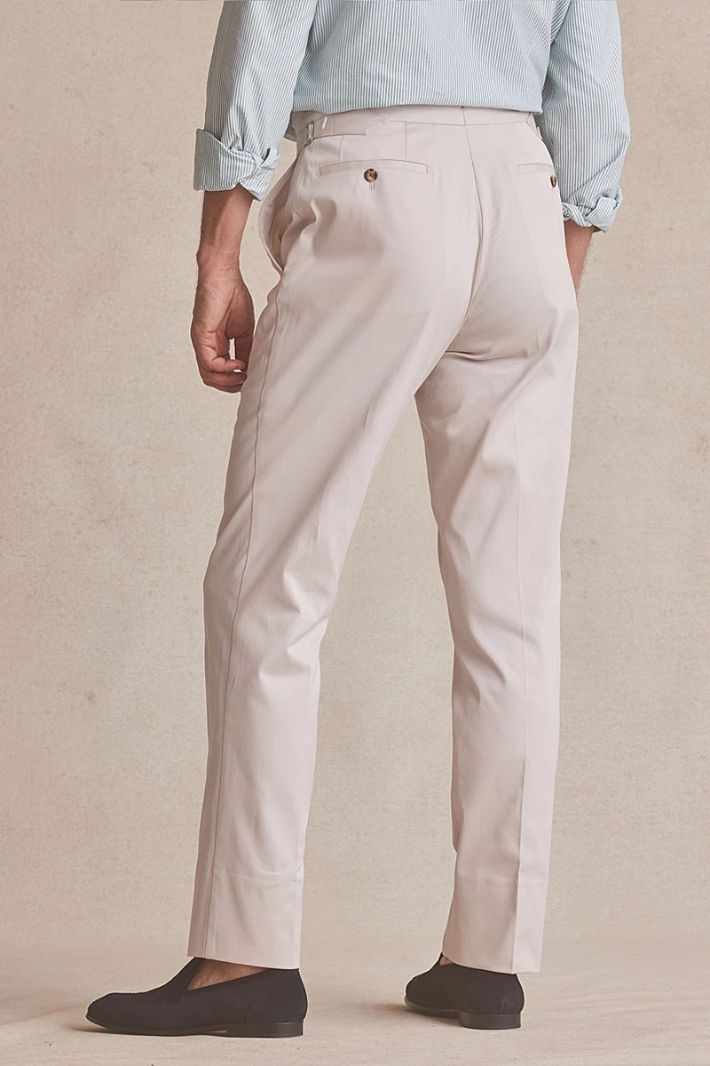 Stone Flat Front Cotton Chinos 2 Stone Flat Front Cotton Chinos - Image 2