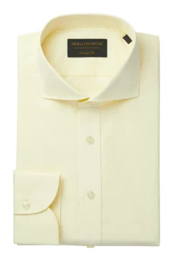 Cream Poplin Cutaway Collar Tailored Fit Single Cuff Shirt -Fashion-New and Lingwood cream poplin tailored cutaway collar sc shirt a